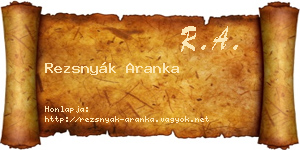 Rezsnyák Aranka névjegykártya